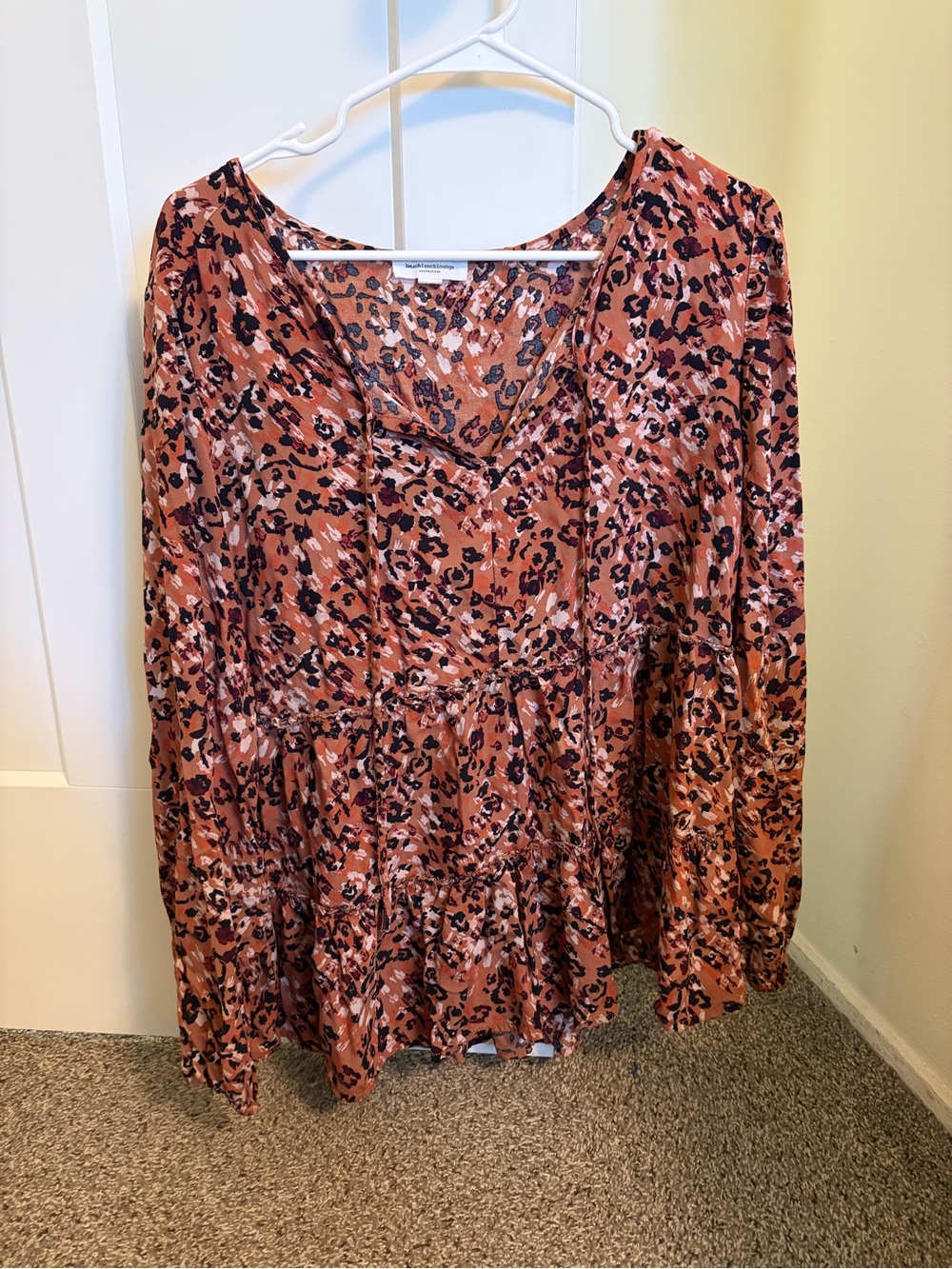 beachlunchlounge Rust and Black Floral Print Tunic